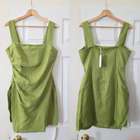 Reformation Kerrigan Linen Dress in Avocado Green Sz 8 NWT $218 - Picture 3 of 11
